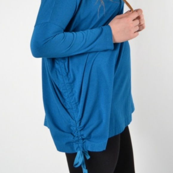 Bryn Walker Orinoco Ruched Inman Shirt New Turquoise Blue Dolman Fall Tunic NEW - Picture 3 of 7
